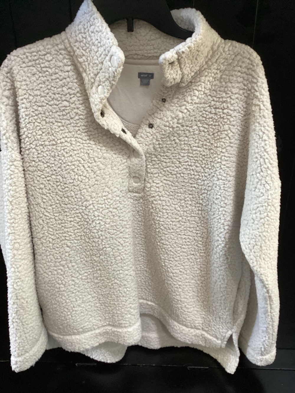 aerie Cream Sherpa Snap Pullover Jacket